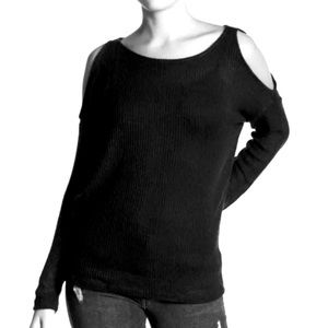 Splendid Cold Shoulder Black Long Sleeve Sweater size women’s small - Nordstrom